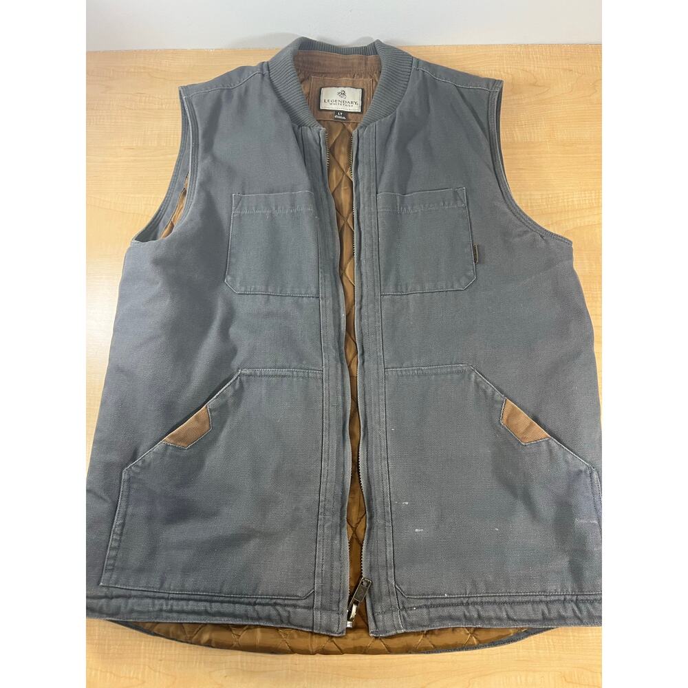 Mens Legendary Whitetails Work Vest Canvas Water Repellant Size‎ LT In Grey